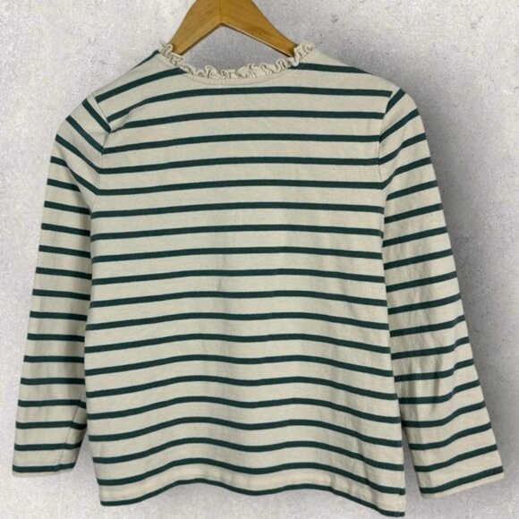 Sezane Gael Marinere Top Striped Henley Size Small French Nautical Stripe Ruffle - Picture 5 of 15